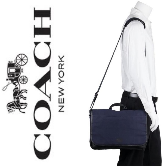 Coach Handbags - Coach Navy Varick Nylon Messenger Bag